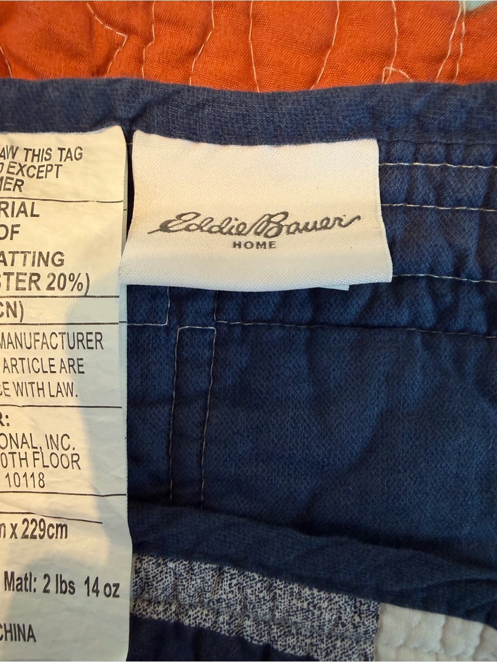 Eddie Bauer Eastmont Full/Queen Quilt Set Navy Plaid Reversible 90x90 - Picture 8 of 9